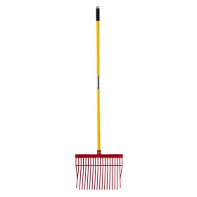 Manure Fork, 18 Angled Tines, Horse Manure Rake with Long Fiberglass Handle