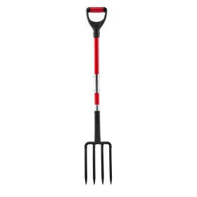 Garden Fork, 4-Tine Gardening Pitchfork with Fiberglass Handle, 45 in Heavy Duty Digging Fork with Y Grip
