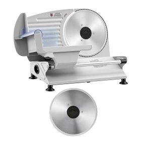 Meat Slicer, 7.5" Electric Deli Slicer with 2 SUS420 Blades & 0-0.6" Adjustable Thickness, 200W Home Food-Slicer for Frozen Meat, Ham, Baguett, S
