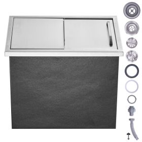 Drop in Ice Chest, 18"L x 12"W x 14.5"H Stainless Steel Ice Cooler, Commercial Ice Bin with Sliding Cover, 40.9 qt Outdoor Kitchen Ice Bar