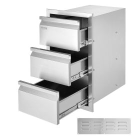 Outdoor Kitchen Drawers 15" W x 25.4" H x 19" D, Box Frame Style Flush Mount BBQ Drawers with Stainless Steel Handle